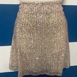 NWT Loft SZ 4 Gold Sequin A-Line Womens Skirt